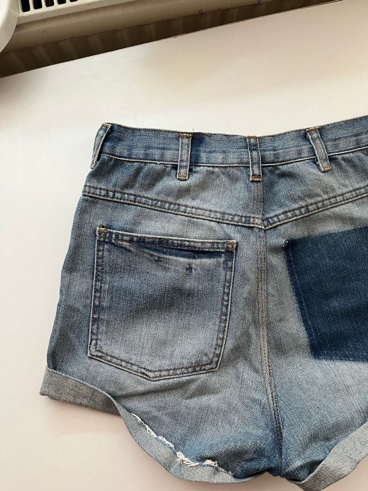 Gri Mavimsi Rahat Kesim Kadın Kot Şort - Görsel 5