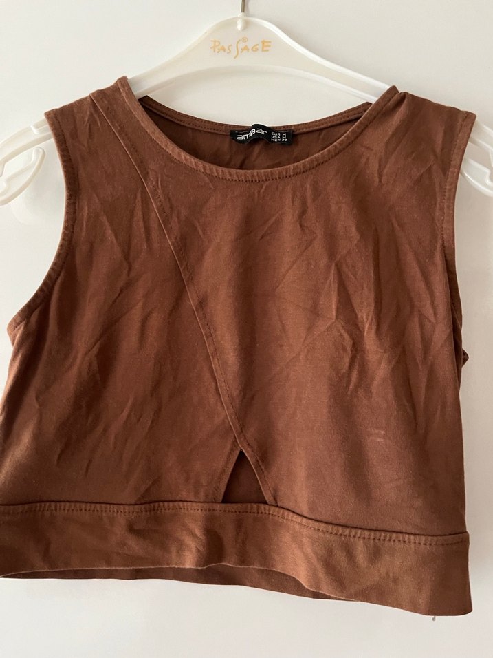 Kahverengi kadın crop - Görsel 4