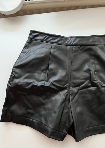 Siyah Deri Şort - Görsel 5