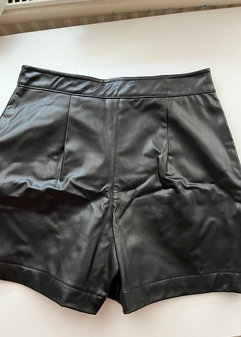 Siyah Deri Şort - Görsel 7