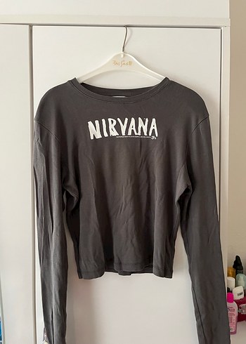 Kadın Gri Uzun Kollu Crop Top - Görsel 4