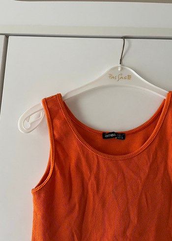 Turuncu kadın askılı crop - Görsel 3