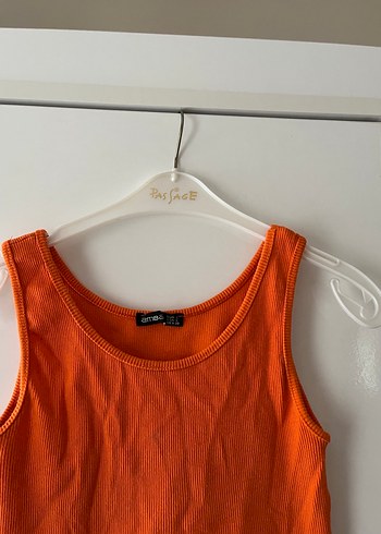 Turuncu kadın askılı crop - Görsel 2