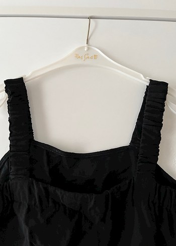 Siyah Keten Kadın Askılı Bluz - Görsel 4