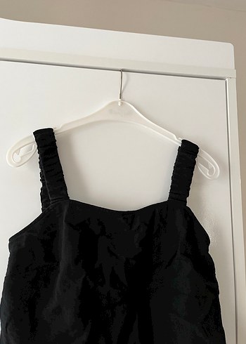 Siyah Keten Kadın Askılı Bluz - Görsel 2