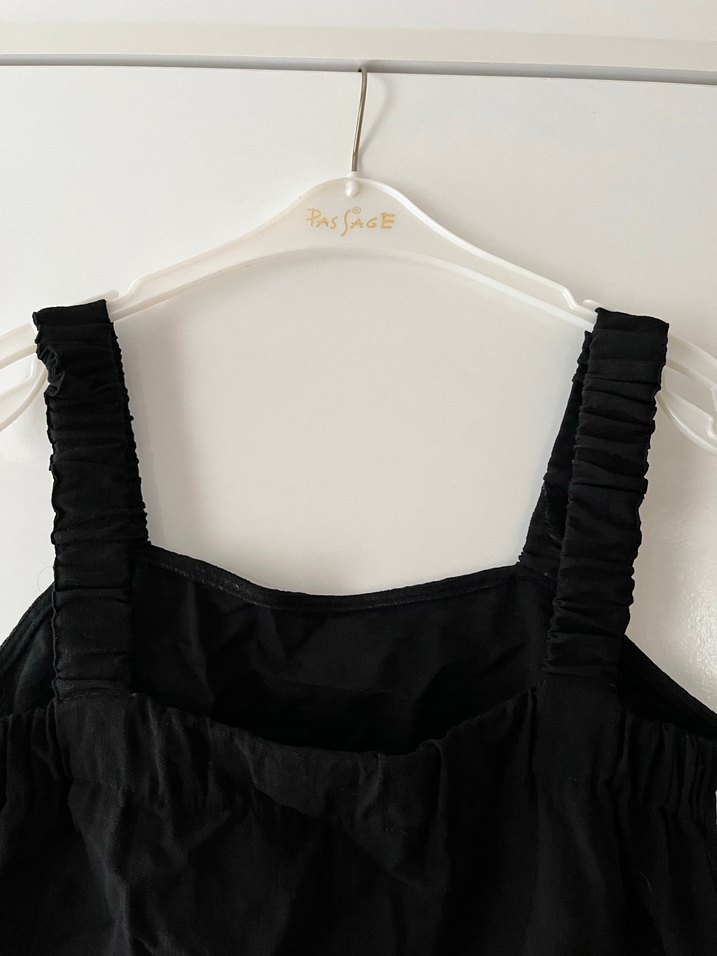 Siyah Keten Kadın Askılı Bluz - Görsel 4