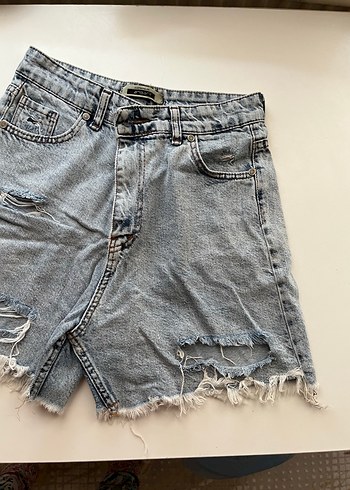 Mavi kadın kot şort - Görsel 3