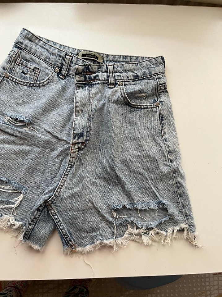 Mavi kadın kot şort - Görsel 3