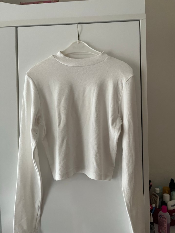 Kadın Beyaz Yüksek Yakalı Uzun Kollu Triko body - Görsel 3