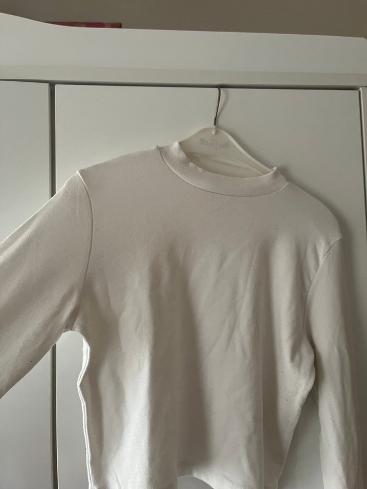 Kadın Beyaz Yüksek Yakalı Uzun Kollu Triko body - Görsel 2