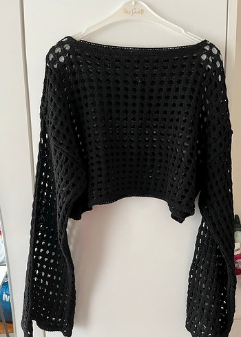 Siyah Örgü Kadın Triko Bluz - Görsel 4