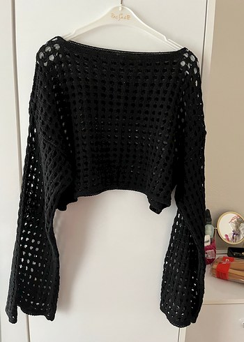 Siyah Örgü Kadın Triko Bluz - Görsel 3