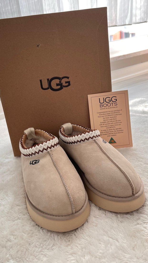 Bej Süet Kadın Terlikler UGG Wedge Topuklu - Görsel 2