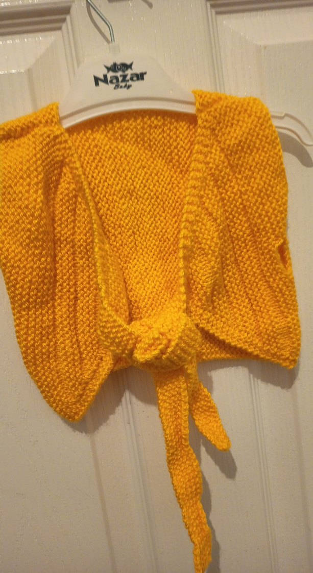 Sarı Örgü  bebek yeleği yeni - Görsel 4