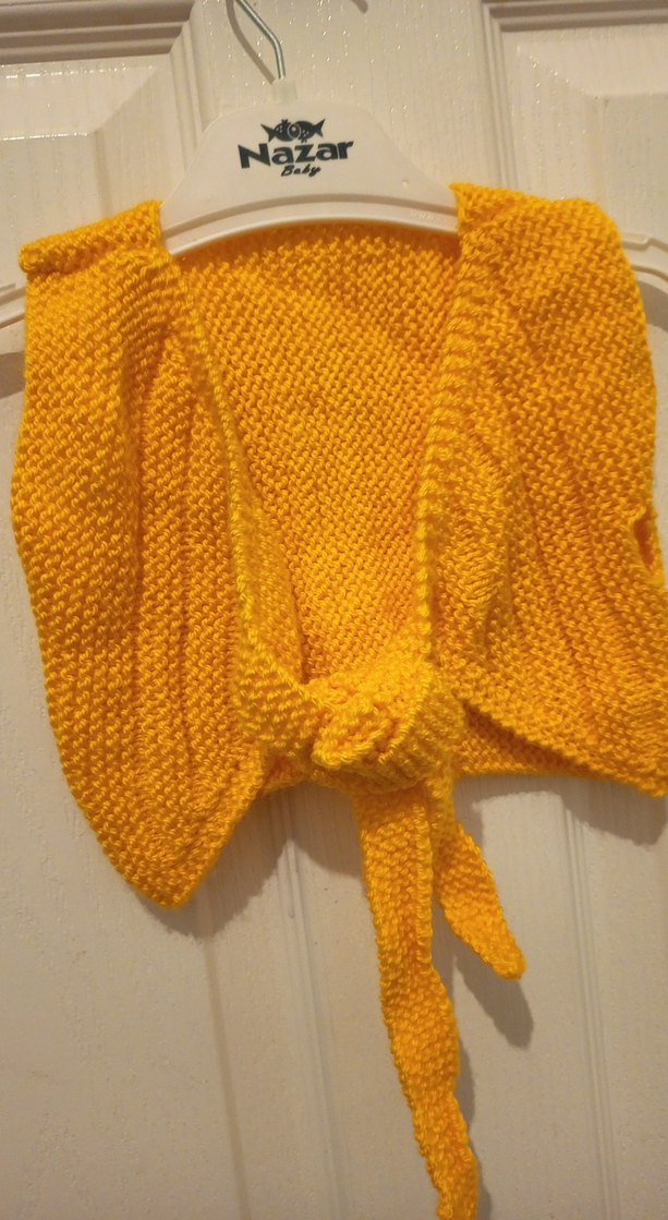 Sarı Örgü  bebek yeleği yeni - Görsel 3