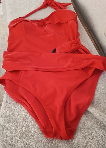 Kırmızı Drapeli Kadın Mayo - Görsel 4