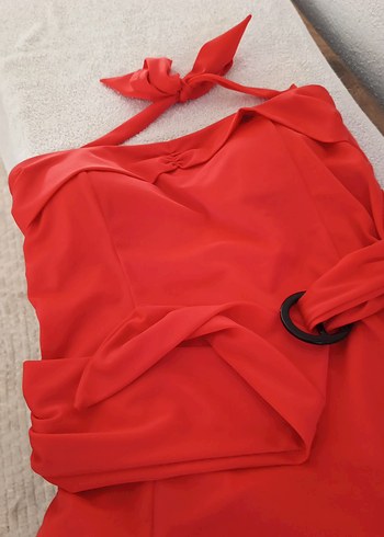 Kırmızı Drapeli Kadın Mayo - Görsel 6
