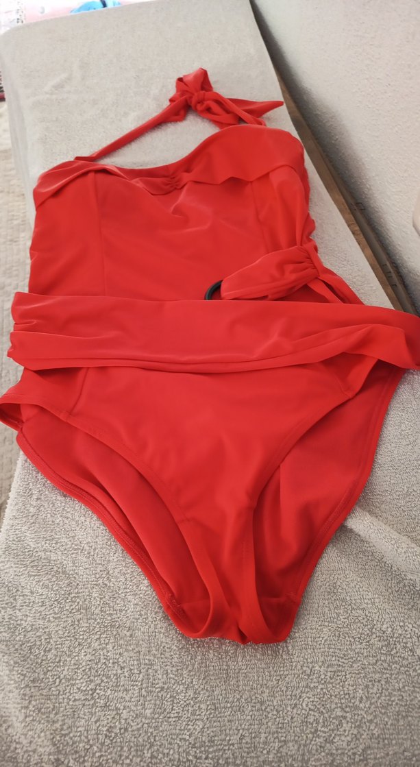 Kırmızı Drapeli Kadın Mayo - Görsel 4