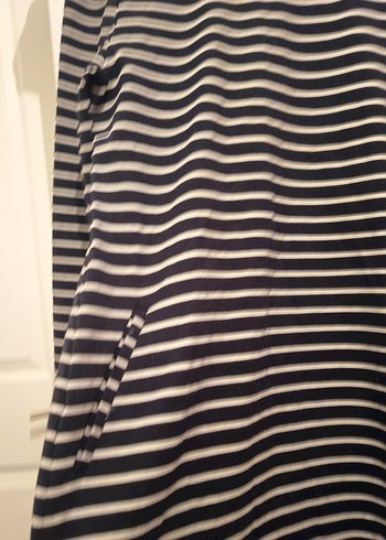 Çizgili, Kayık Yaka Midi Triko Elbise - Görsel 4