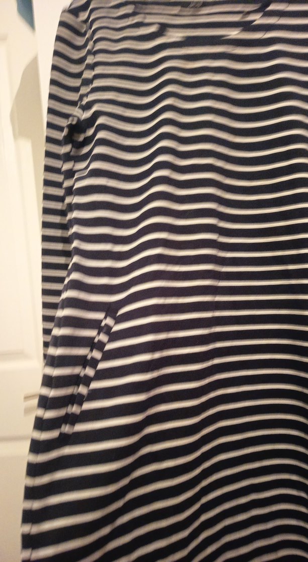 Çizgili, Kayık Yaka Midi Triko Elbise - Görsel 4