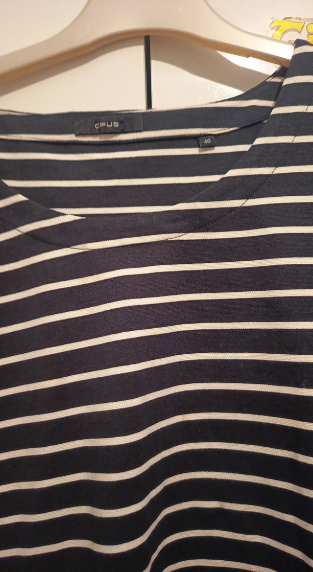 Çizgili, Kayık Yaka Midi Triko Elbise - Görsel 2