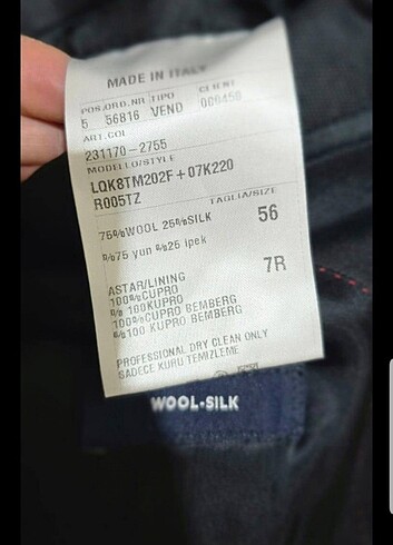 tek beden Beden Orjinal VAKKO Takim elbise yelekli 56 beden