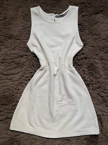 Bisiklet Yaka Askılı (Halter yaka) Mini Kısa Dokulu Beyaz/Krem E
