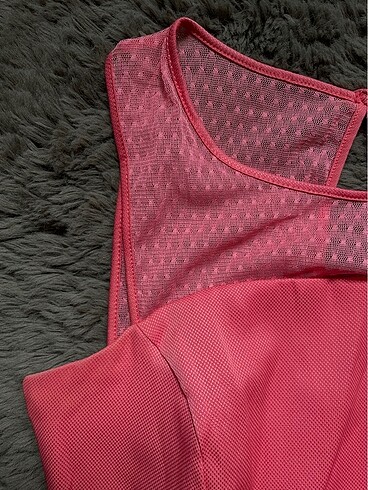 Şeker Pembe Bisiklet (Gizli straplez) Transparan Yaka Kısa Elbis - Görsel 3