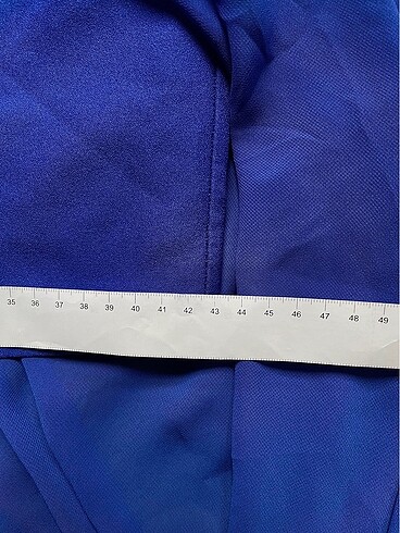 Beli Pencereli A kesim Kısa Etek Uzun Tül Saks Mavisi Abiye - Görsel 8