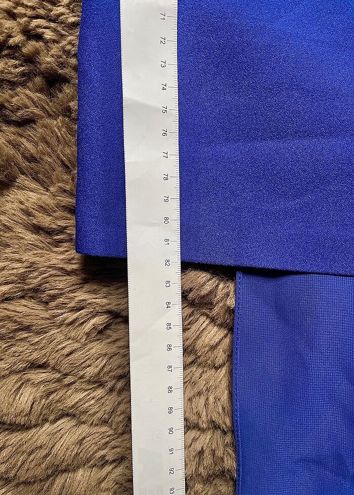 Beli Pencereli A kesim Kısa Etek Uzun Tül Saks Mavisi Abiye - Görsel 5