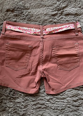 Diğer Gül Kurusu Bağlamalı Düşük Bel Kot Denim Şort