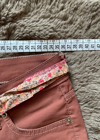 Gül Kurusu Bağlamalı Düşük Bel Kot Denim Şort - Görsel 3