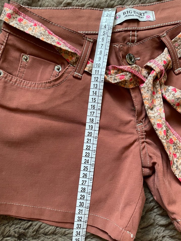 Gül Kurusu Bağlamalı Düşük Bel Kot Denim Şort - Görsel 4