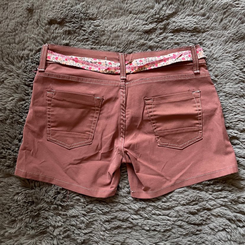 Gül Kurusu Bağlamalı Düşük Bel Kot Denim Şort - Görsel 2