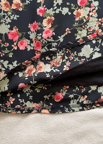 CHIMA Çiçek Desenli V Yakalı Kapri Kol Lastikli Elbise - Görsel 12