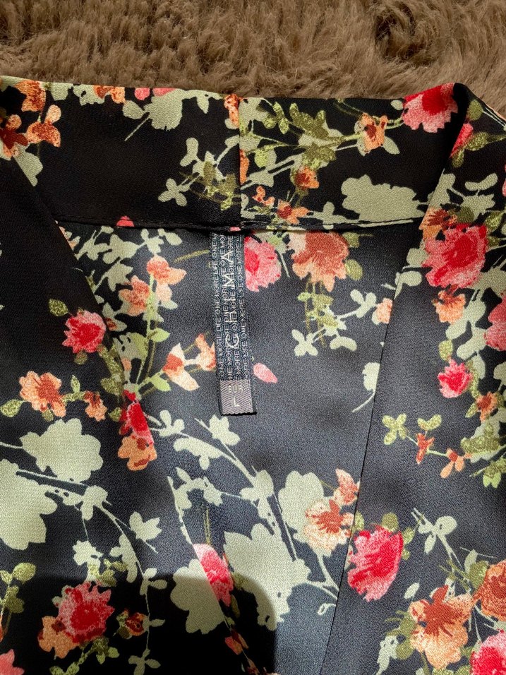 CHIMA Çiçek Desenli V Yakalı Kapri Kol Lastikli Elbise - Görsel 2