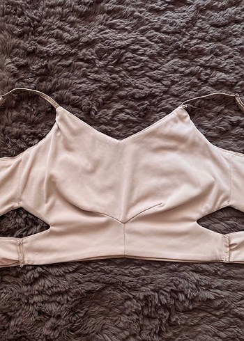 Deri Kumaşlı Pencereli Askılı Bej Büstiyer - Görsel 6