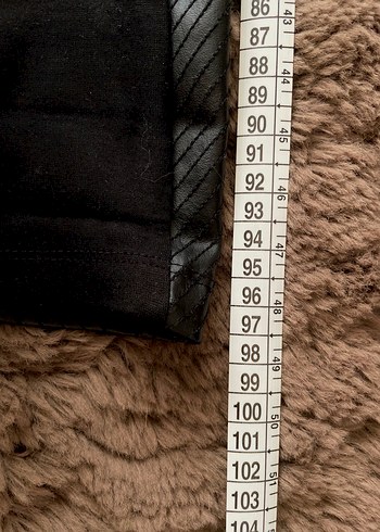 Siyah Deri Şerit Detaylı Kadın Tayt - Görsel 6