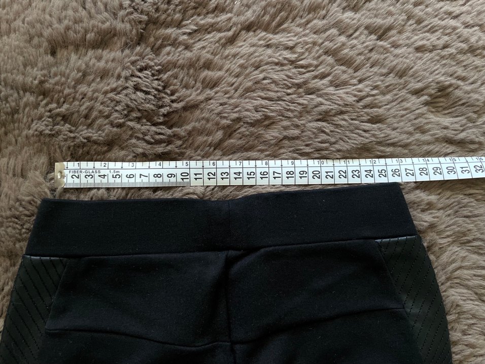 Siyah Deri Şerit Detaylı Kadın Tayt - Görsel 3