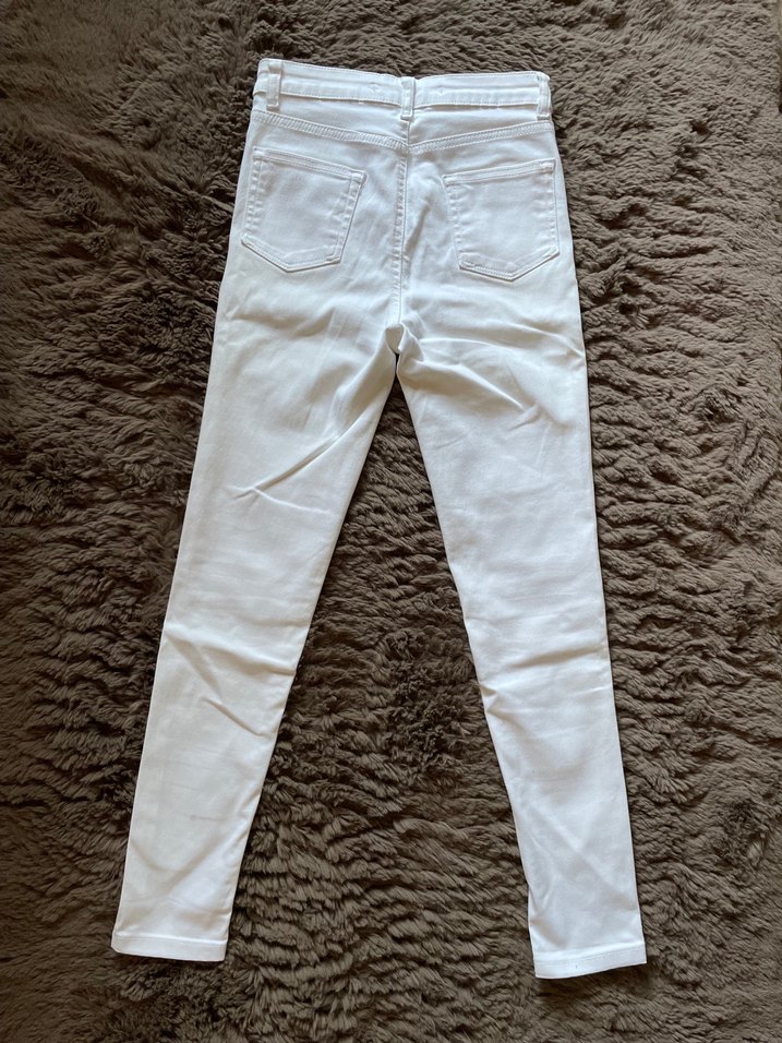 Beyaz Denim Kot Pantolon Jean Addax Yüksek Bel - Görsel 2