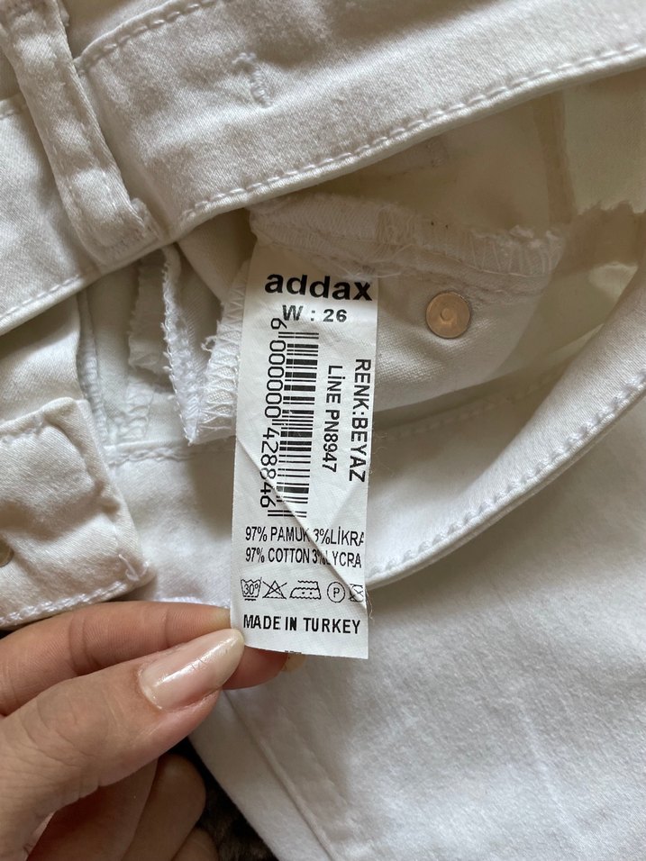Beyaz Denim Kot Pantolon Jean Addax Yüksek Bel - Görsel 3