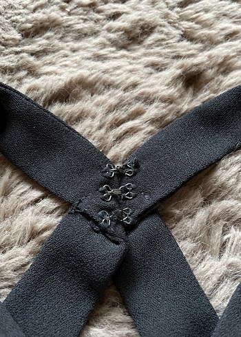 Siyah Tül Pencere Detay Mango Strappy Elbise - Görsel 5