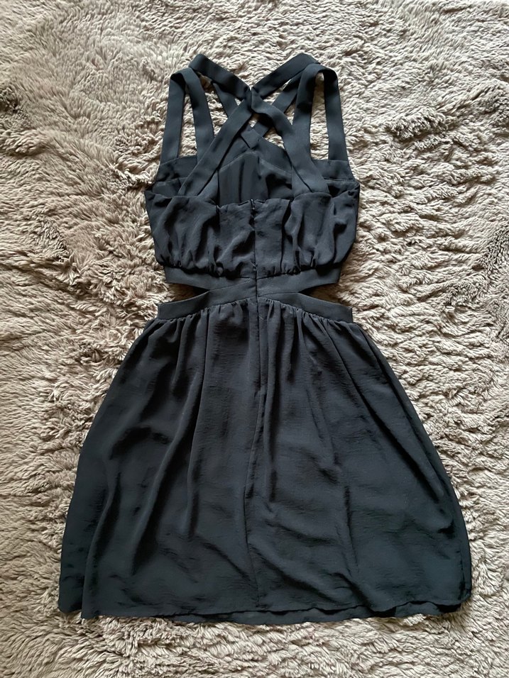 Siyah Tül Pencere Detay Mango Strappy Elbise - Görsel 4