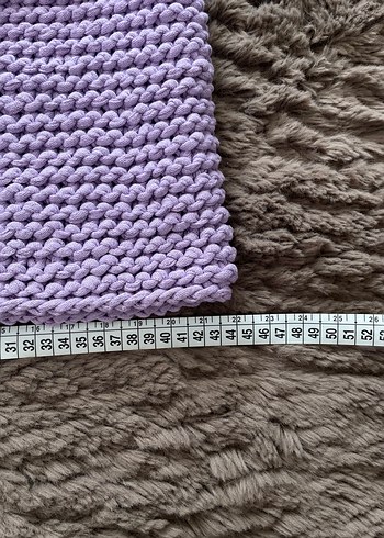 Mor El Örgüsü Kare Yaka Crop Yelek Süveter - Görsel 6