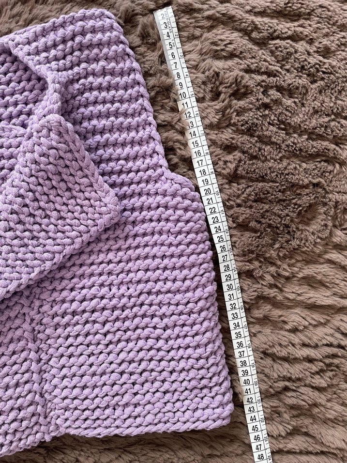 Mor El Örgüsü Kare Yaka Crop Yelek Süveter - Görsel 2