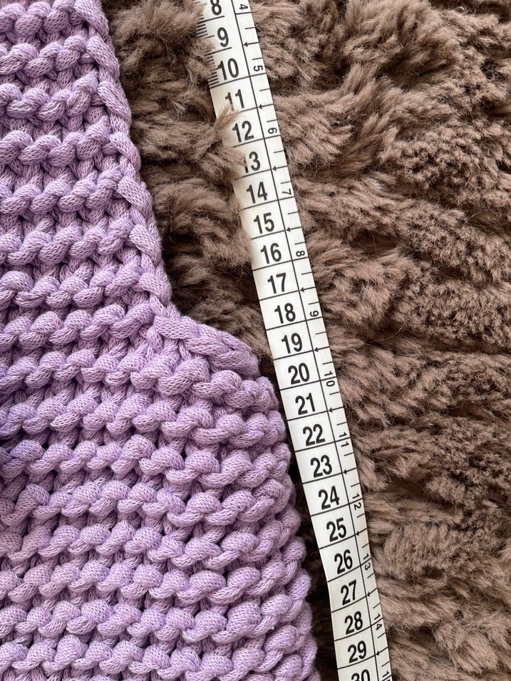 Mor El Örgüsü Kare Yaka Crop Yelek Süveter - Görsel 3