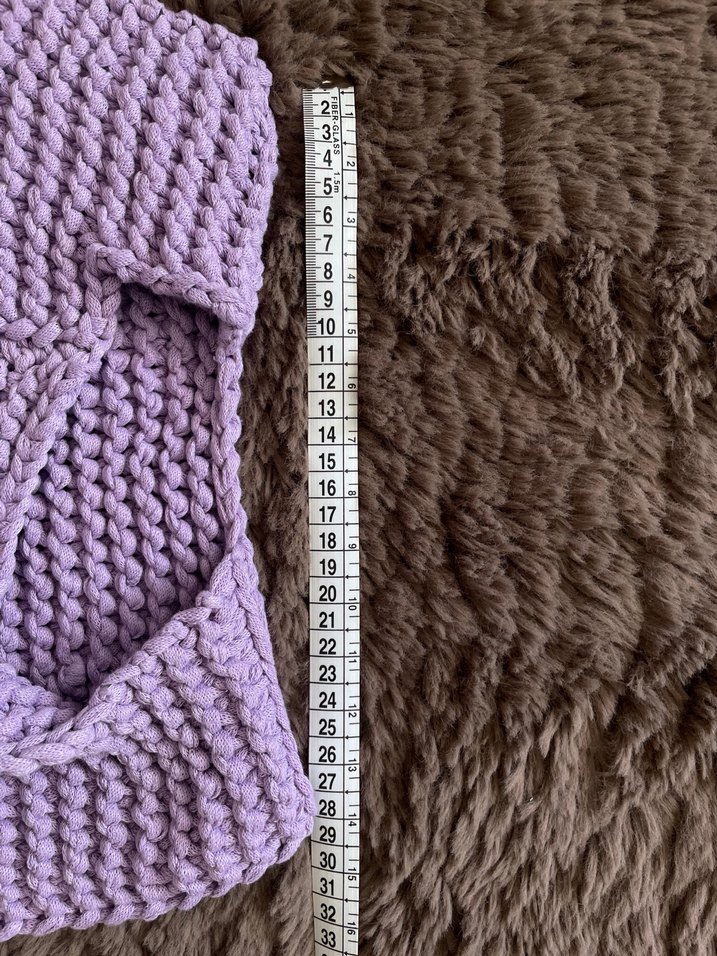 Mor El Örgüsü Kare Yaka Crop Yelek Süveter - Görsel 5