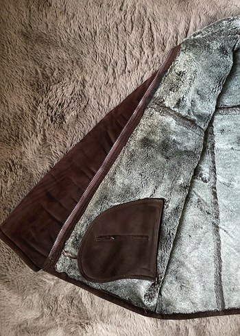 İçi Kürk Kahverengi Nubuk Gizli Cepli Erkek Mont - Görsel 4