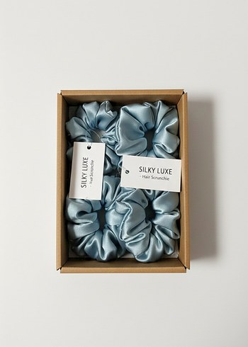 Mavi Gri Silky Luxe Elastik Saç Tokası - Görsel 2