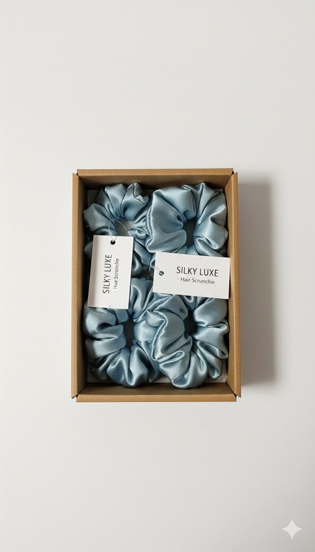 Mavi Gri Silky Luxe Elastik Saç Tokası - Görsel 2